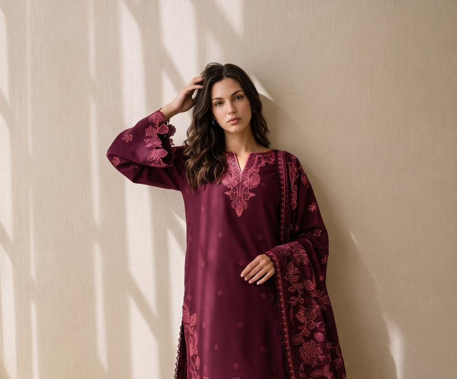 Viana by Sanam Saeed Embroidered Karandi Unstitched 3Pc Suit - ECHO