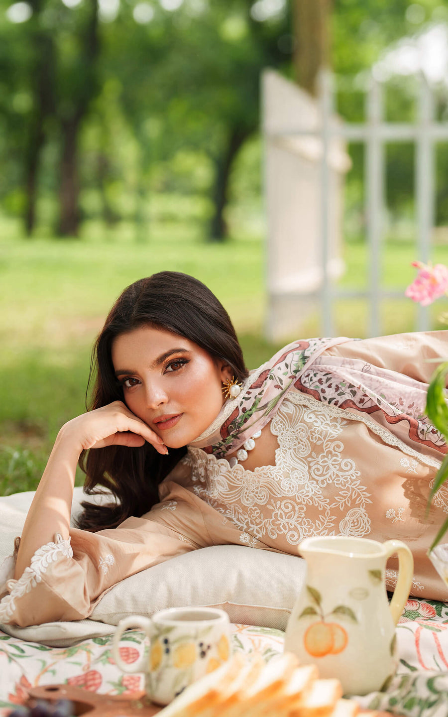 Asifa & Nabeel Eden Cambric Unstitched 3Pc Suit ECU25-03 Ivory Haze