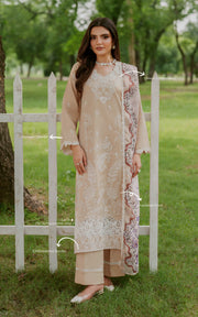 Asifa & Nabeel Eden Cambric Unstitched 3Pc Suit ECU25-03 Ivory Haze