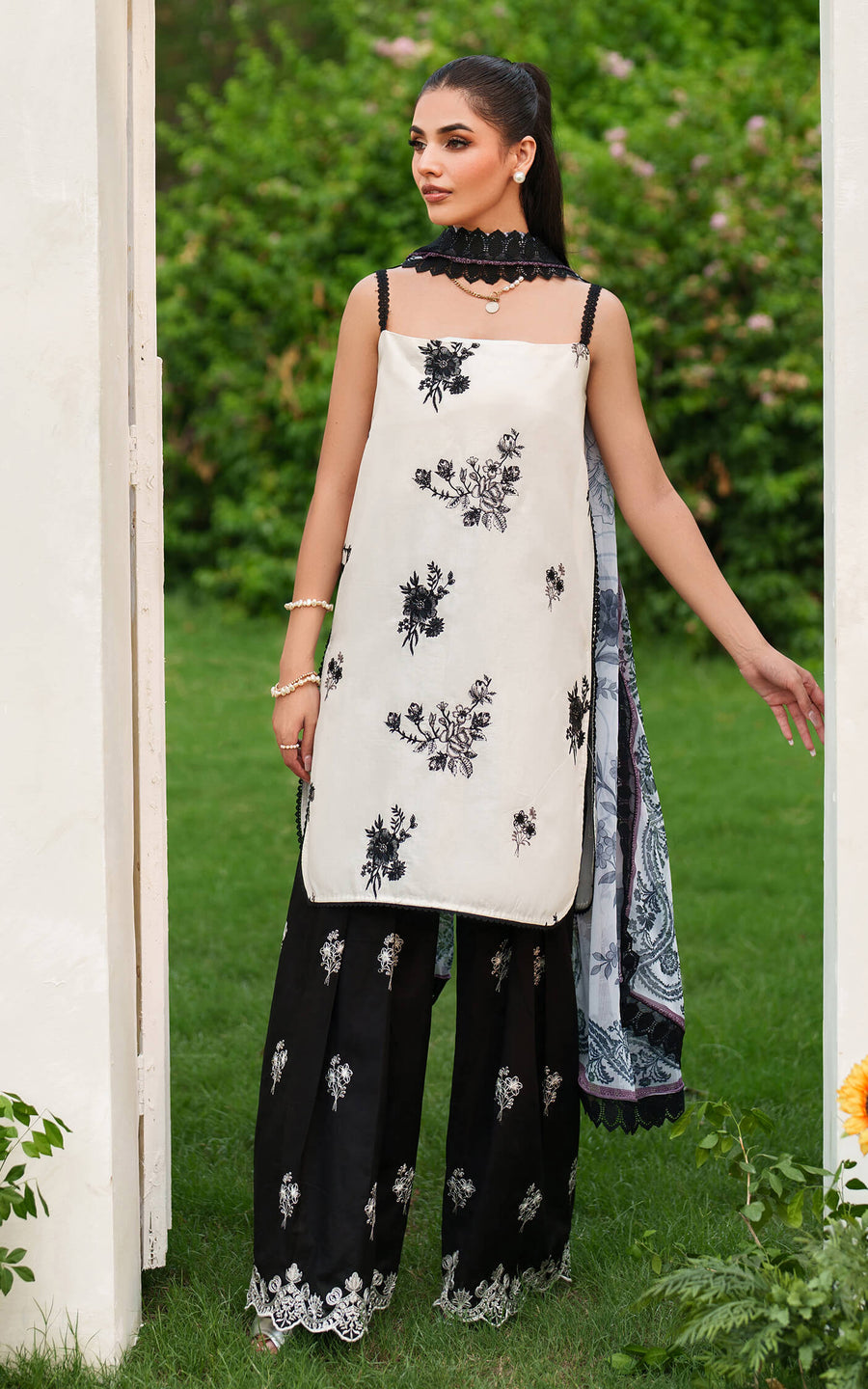 Asifa & Nabeel Eden Cambric Unstitched 3Pc Suit ECU25-04 Pearl Whisper