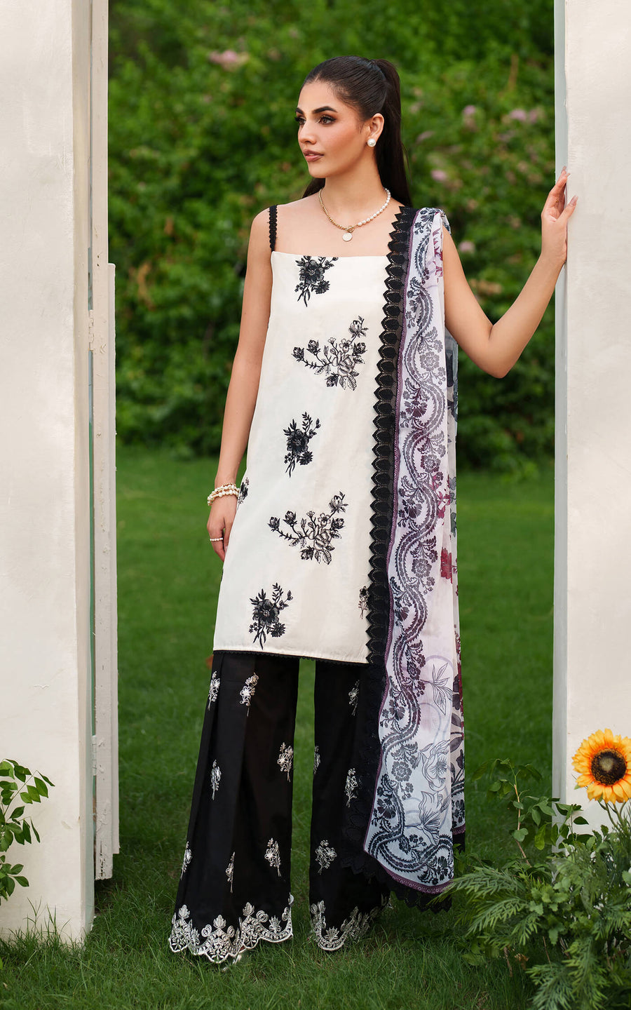Asifa & Nabeel Eden Cambric Unstitched 3Pc Suit ECU25-04 Pearl Whisper