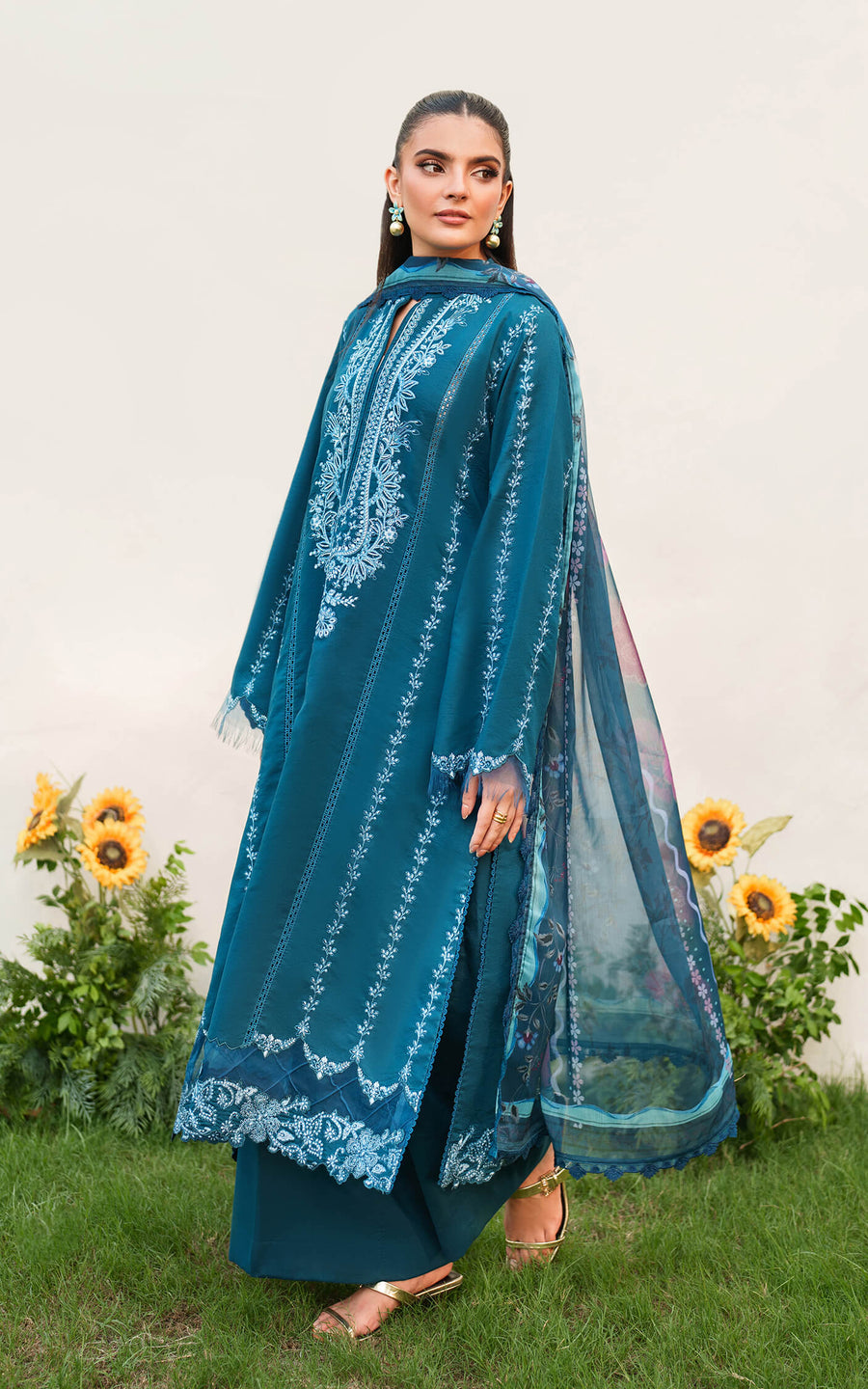 Asifa & Nabeel Eden Cambric Unstitched 3Pc Suit ECU25-05 Iris Cloud