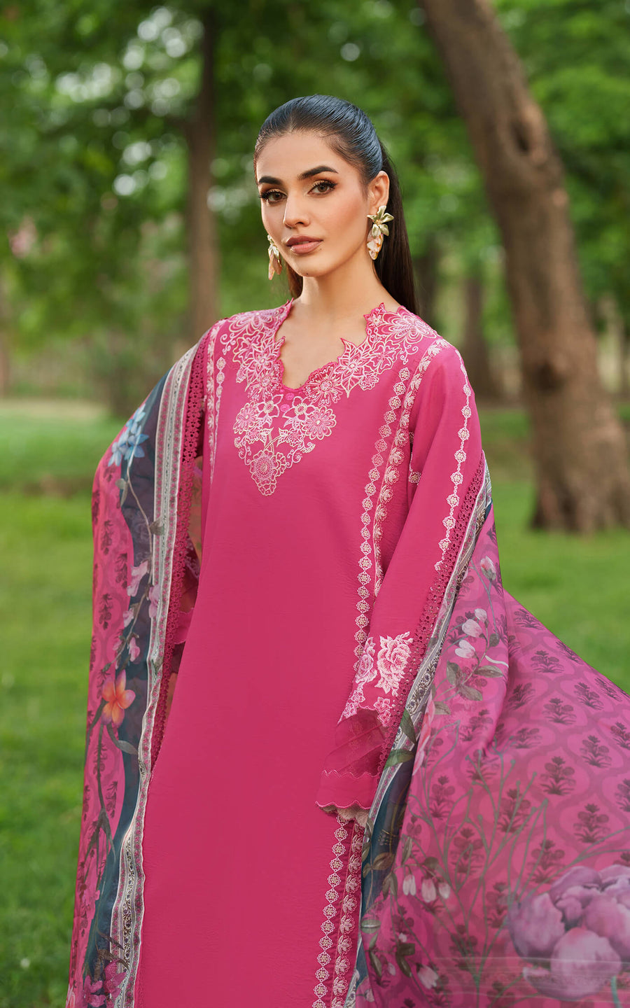 Asifa & Nabeel Eden Cambric Unstitched 3Pc Suit ECU25-06 Pink Reverie