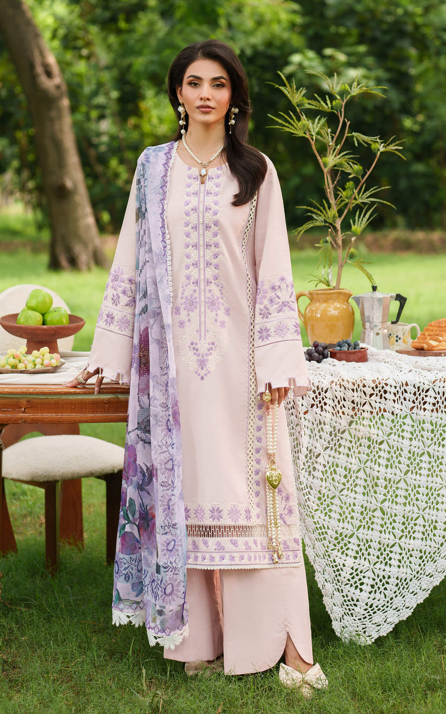 Asifa & Nabeel Eden Cambric Unstitched 3Pc Suit ECU25-08 Elysian Petals
