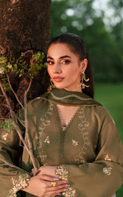 Asifa & Nabeel Eden Cambric Unstitched 3Pc Suit ECU25-09 Gardenia Grace