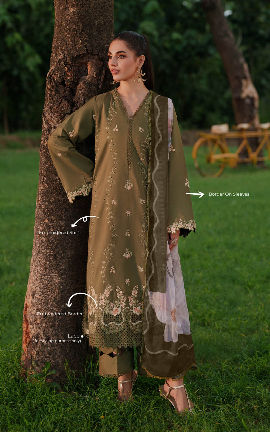 Asifa & Nabeel Eden Cambric Unstitched 3Pc Suit ECU25-09 Gardenia Grace
