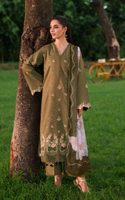 Asifa & Nabeel Eden Cambric Unstitched 3Pc Suit ECU25-09 Gardenia Grace