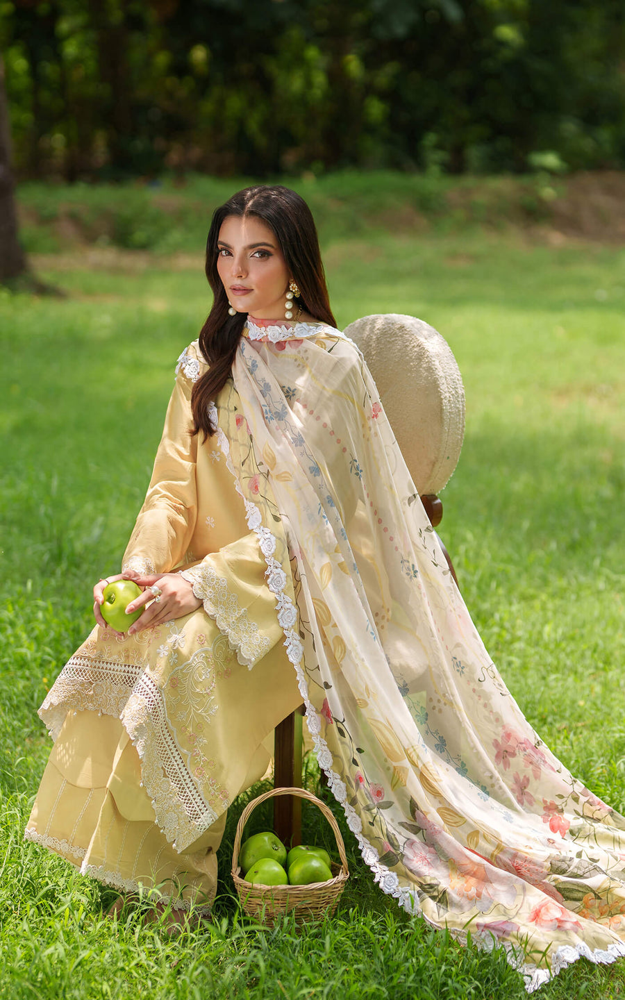 Asifa & Nabeel Eden Cambric Unstitched 3Pc Suit ECU25-10 Golden Dust