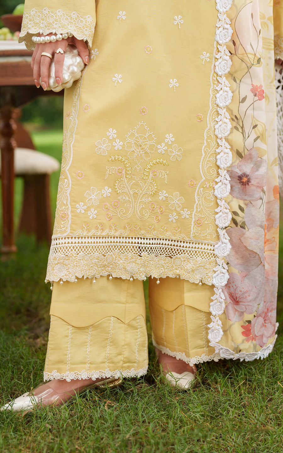 Asifa & Nabeel Eden Cambric Unstitched 3Pc Suit ECU25-10 Golden Dust