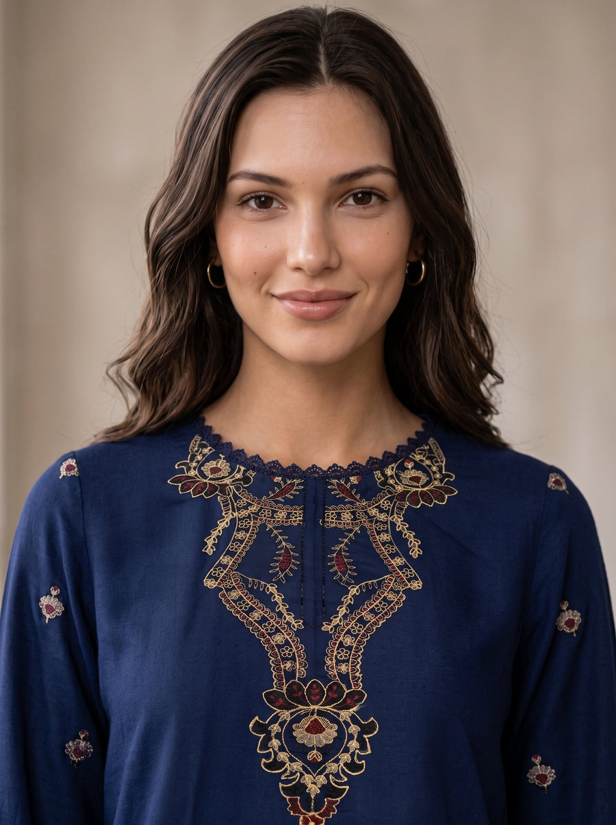 Viana by Sanam Saeed Embroidered Karandi Unstitched 3Pc Suit - EDEN