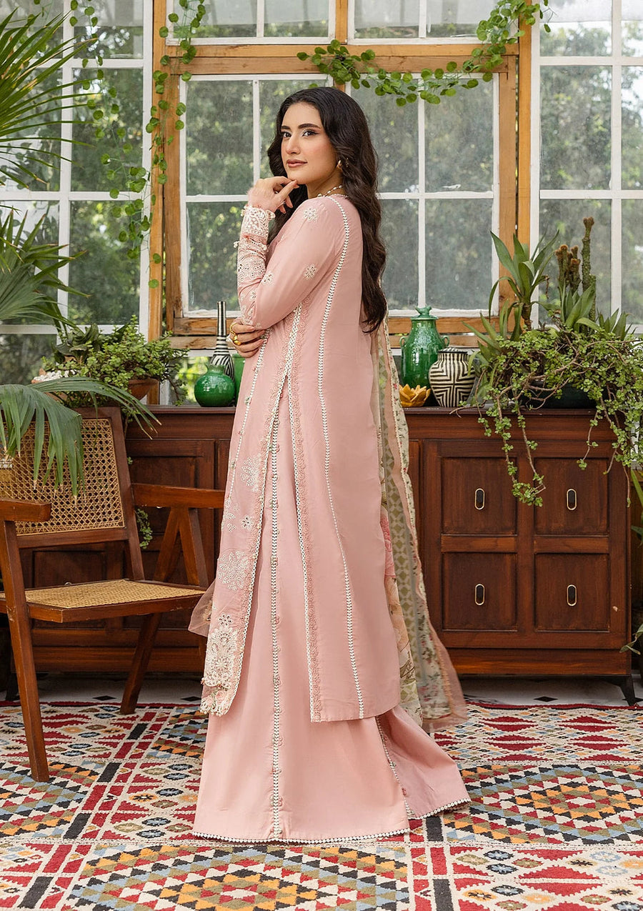 Elaf Premium E.Craft Chikankari Lawn Unstitched 3Pc Suit EEC-1A FOREVER BLUSH