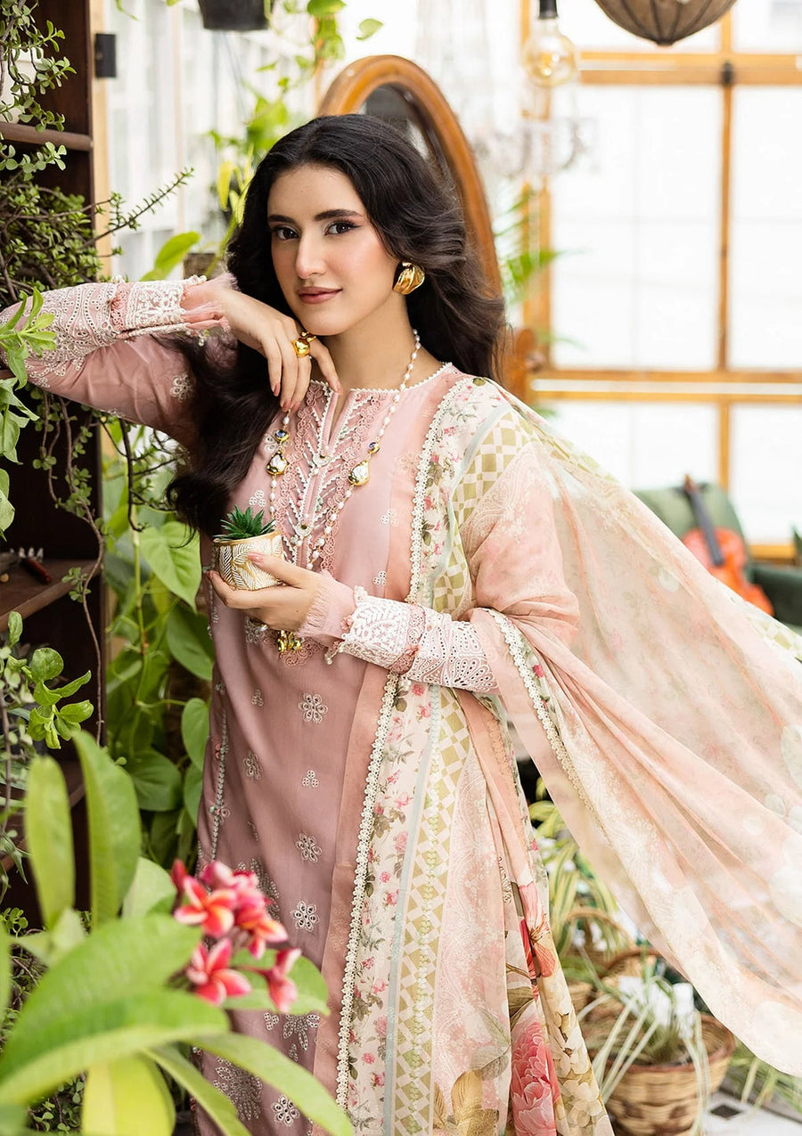 Elaf Premium E.Craft Chikankari Lawn Unstitched 3Pc Suit EEC-1A FOREVER BLUSH