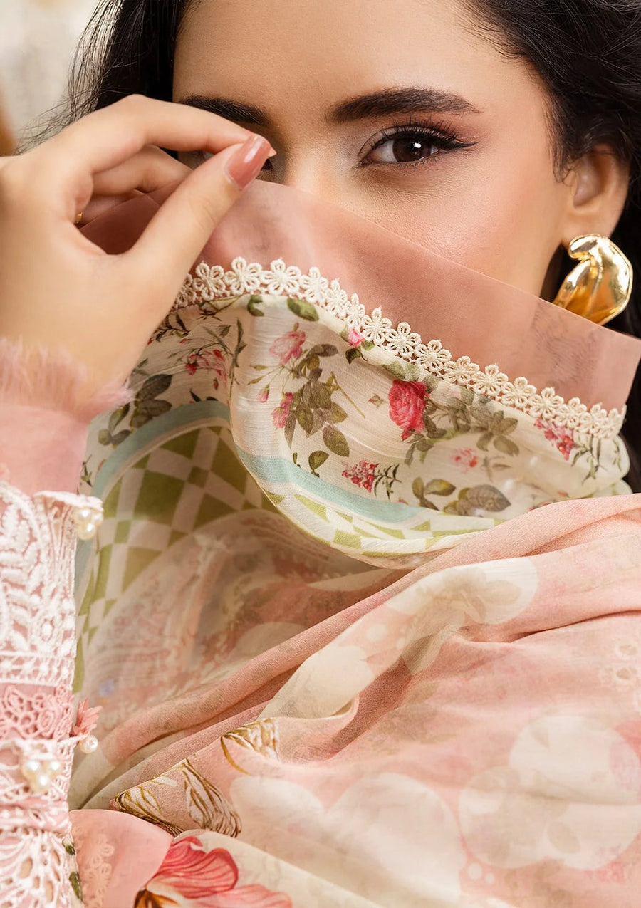 Elaf Premium E.Craft Chikankari Lawn Unstitched 3Pc Suit EEC-1A FOREVER BLUSH