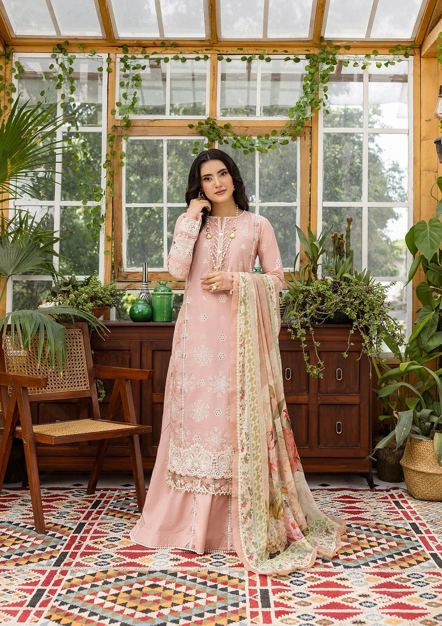 Elaf Premium E.Craft Chikankari Lawn Unstitched 3Pc Suit EEC-1A FOREVER BLUSH