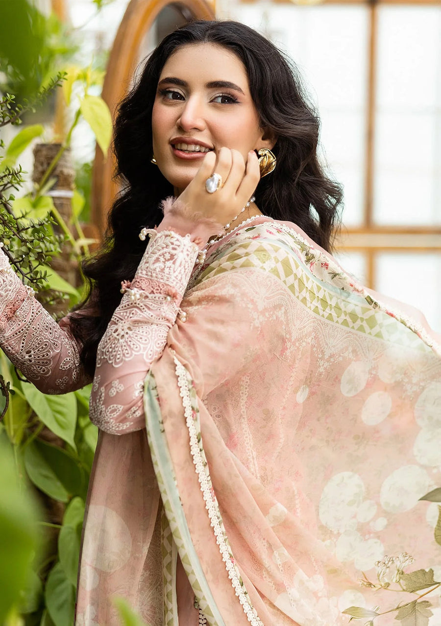 Elaf Premium E.Craft Chikankari Lawn Unstitched 3Pc Suit EEC-1A FOREVER BLUSH