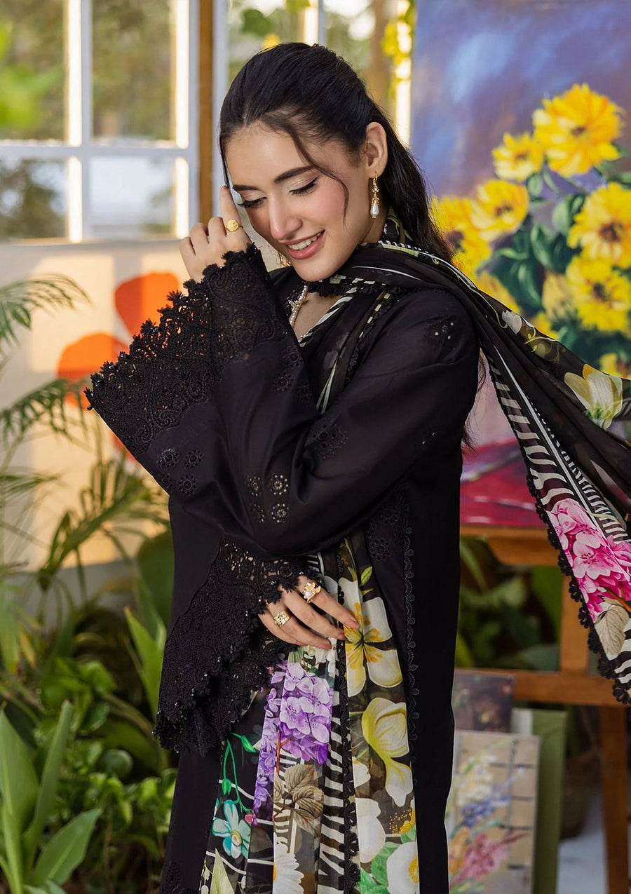 Elaf Premium E.Craft Chikankari Lawn Unstitched 3Pc Suit EEC-2A QUEEN OF DUSK
