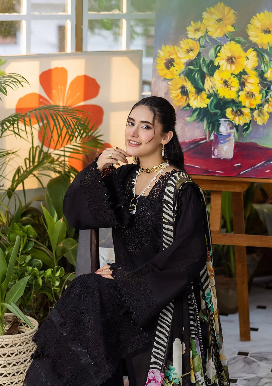 Elaf Premium E.Craft Chikankari Lawn Unstitched 3Pc Suit EEC-2A QUEEN OF DUSK