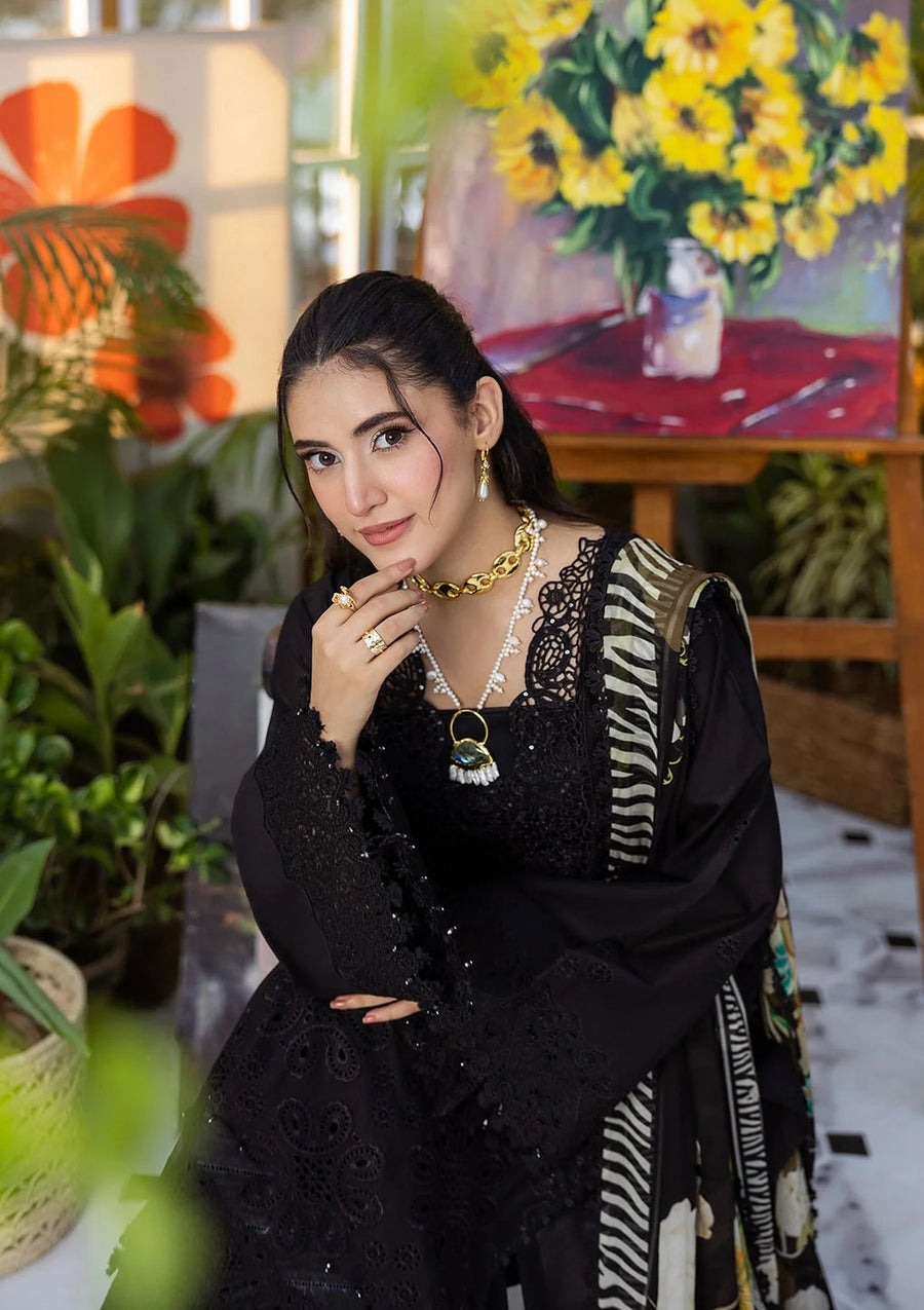 Elaf Premium E.Craft Chikankari Lawn Unstitched 3Pc Suit EEC-2A QUEEN OF DUSK