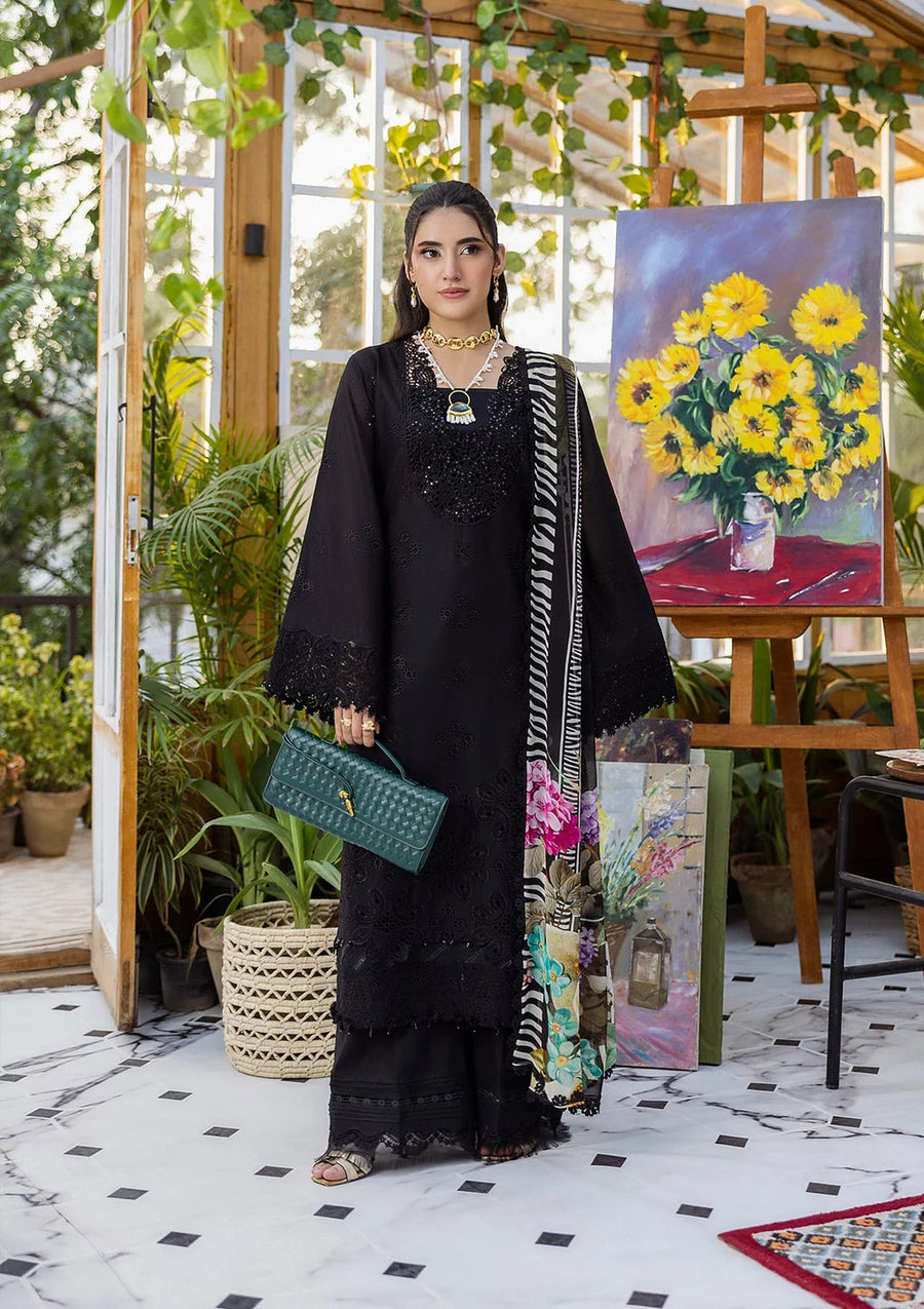 Elaf Premium E.Craft Chikankari Lawn Unstitched 3Pc Suit EEC-2A QUEEN OF DUSK