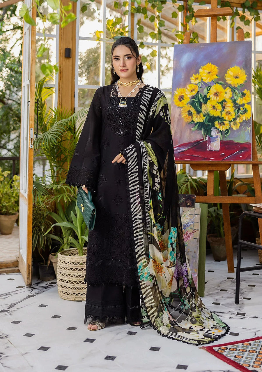 Elaf Premium E.Craft Chikankari Lawn Unstitched 3Pc Suit EEC-2A QUEEN OF DUSK