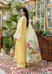 Elaf Premium E.Craft Chikankari Lawn Unstitched 3Pc Suit EEC-2B BUTTER BLOOM