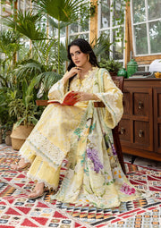 Elaf Premium E.Craft Chikankari Lawn Unstitched 3Pc Suit EEC-2B BUTTER BLOOM