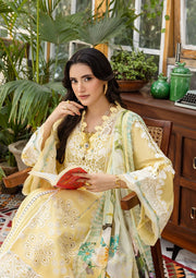 Elaf Premium E.Craft Chikankari Lawn Unstitched 3Pc Suit EEC-2B BUTTER BLOOM