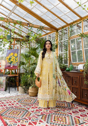 Elaf Premium E.Craft Chikankari Lawn Unstitched 3Pc Suit EEC-2B BUTTER BLOOM