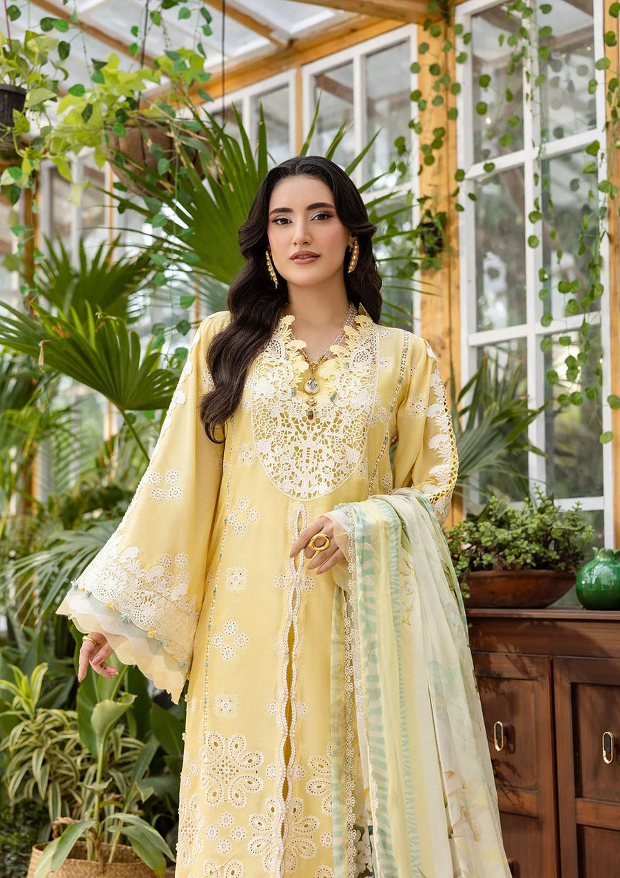 Elaf Premium E.Craft Chikankari Lawn Unstitched 3Pc Suit EEC-2B BUTTER BLOOM