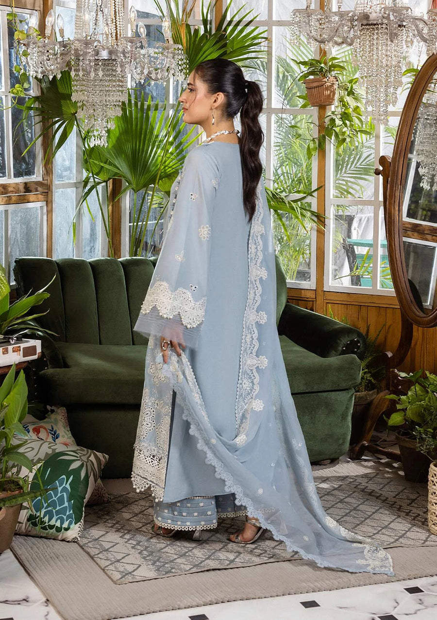 Elaf Premium E.Craft Chikankari Lawn Unstitched 3Pc Suit EEC-3B SKY DREAM