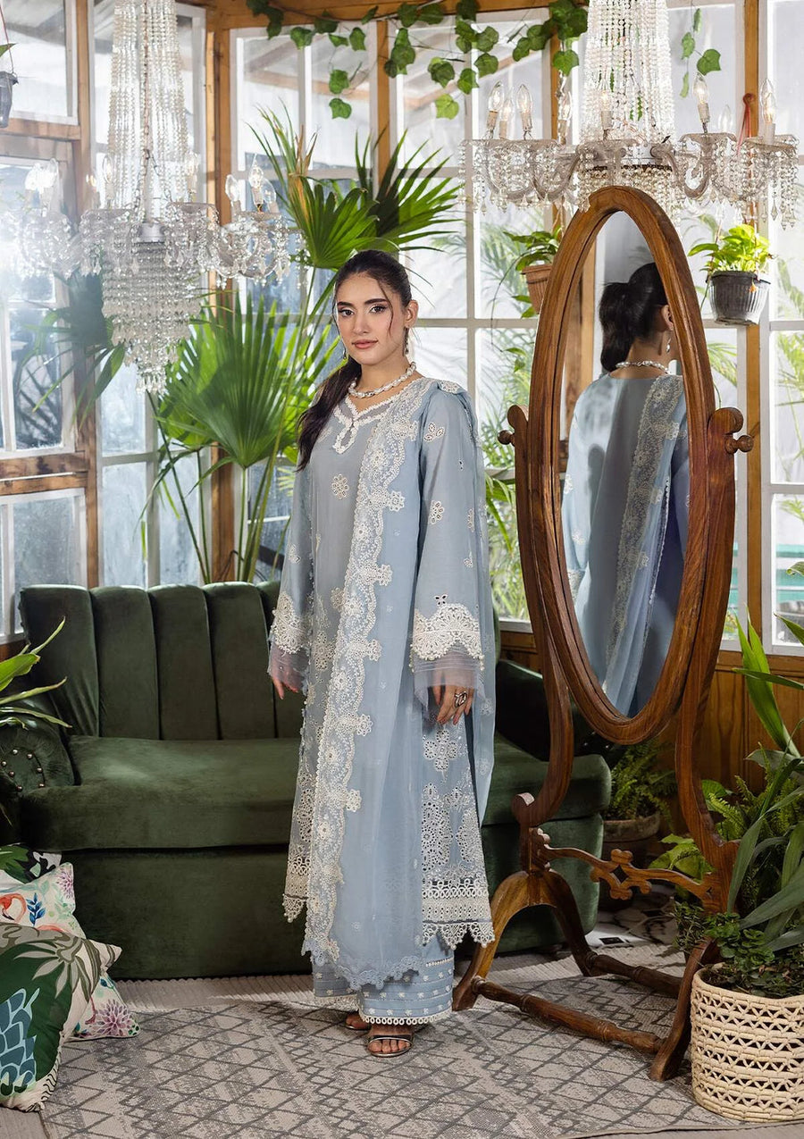 Elaf Premium E.Craft Chikankari Lawn Unstitched 3Pc Suit EEC-3B SKY DREAM