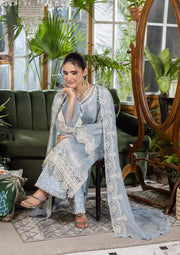 Elaf Premium E.Craft Chikankari Lawn Unstitched 3Pc Suit EEC-3B SKY DREAM