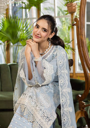 Elaf Premium E.Craft Chikankari Lawn Unstitched 3Pc Suit EEC-3B SKY DREAM
