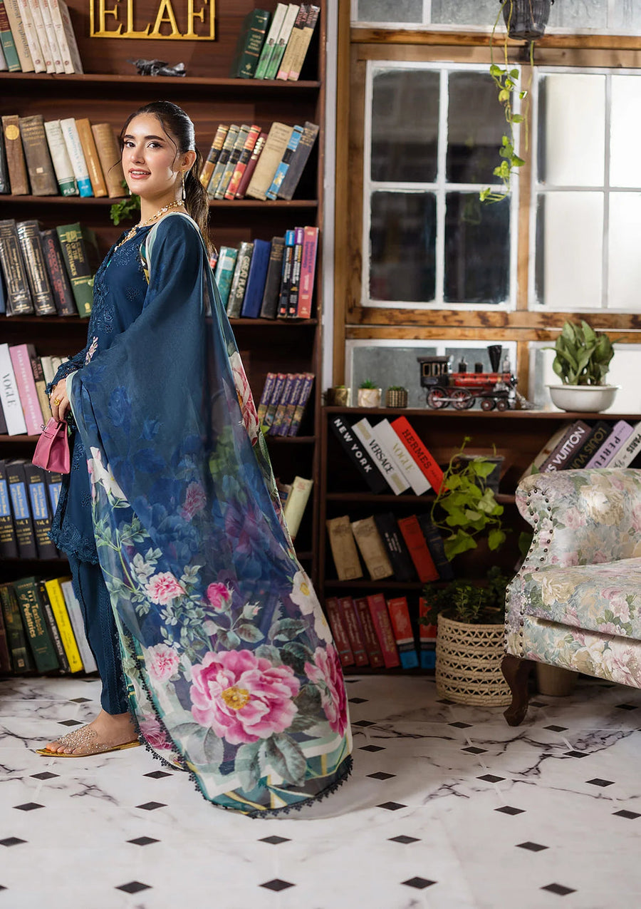 Elaf Premium E.Craft Chikankari Lawn Unstitched 3Pc Suit EEC-4B SERENAIRE