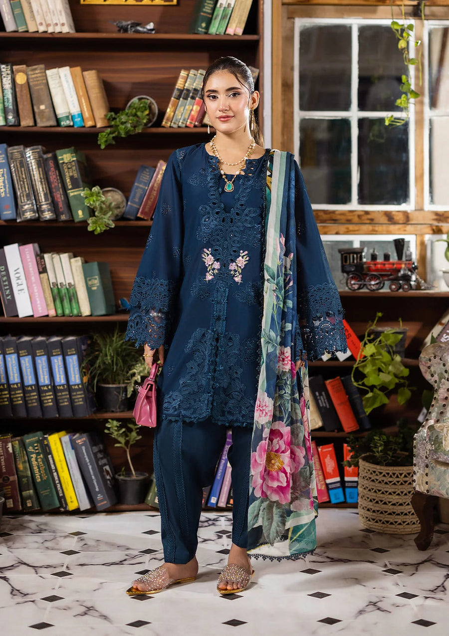 Elaf Premium E.Craft Chikankari Lawn Unstitched 3Pc Suit EEC-4B SERENAIRE