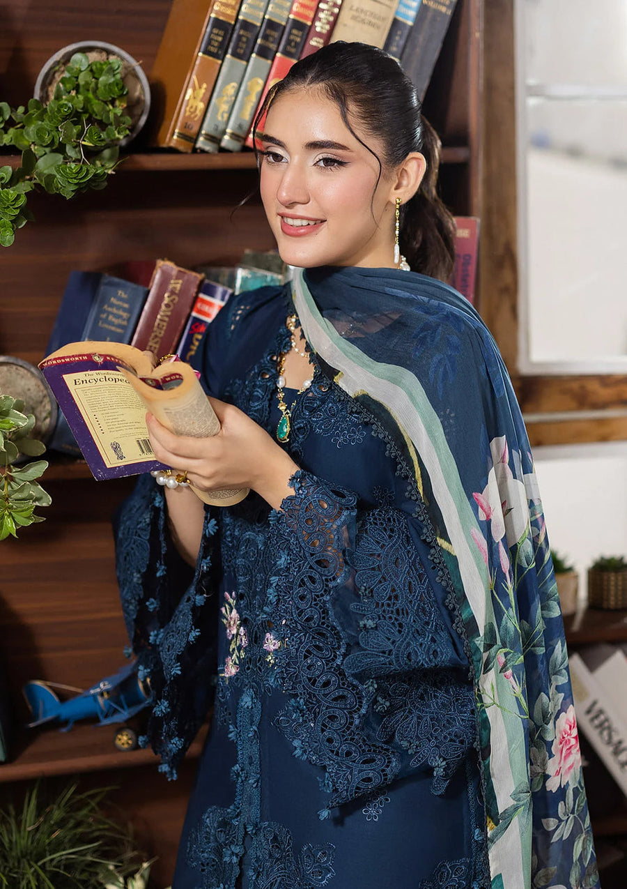 Elaf Premium E.Craft Chikankari Lawn Unstitched 3Pc Suit EEC-4B SERENAIRE