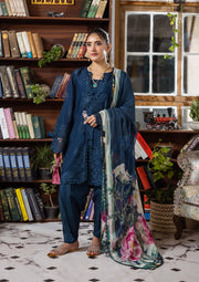 Elaf Premium E.Craft Chikankari Lawn Unstitched 3Pc Suit EEC-4B SERENAIRE