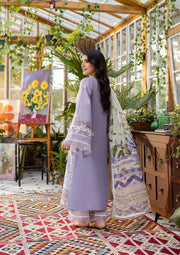 Elaf Premium E.Craft Chikankari Lawn Unstitched 3Pc Suit EEC-5A LAVENDER LOVE