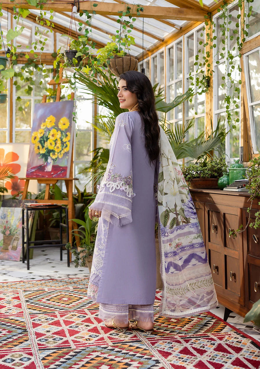Elaf Premium E.Craft Chikankari Lawn Unstitched 3Pc Suit EEC-5A LAVENDER LOVE