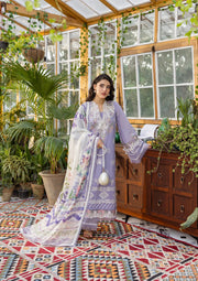 Elaf Premium E.Craft Chikankari Lawn Unstitched 3Pc Suit EEC-5A LAVENDER LOVE