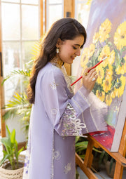 Elaf Premium E.Craft Chikankari Lawn Unstitched 3Pc Suit EEC-5A LAVENDER LOVE