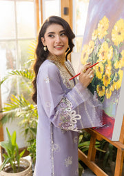 Elaf Premium E.Craft Chikankari Lawn Unstitched 3Pc Suit EEC-5A LAVENDER LOVE