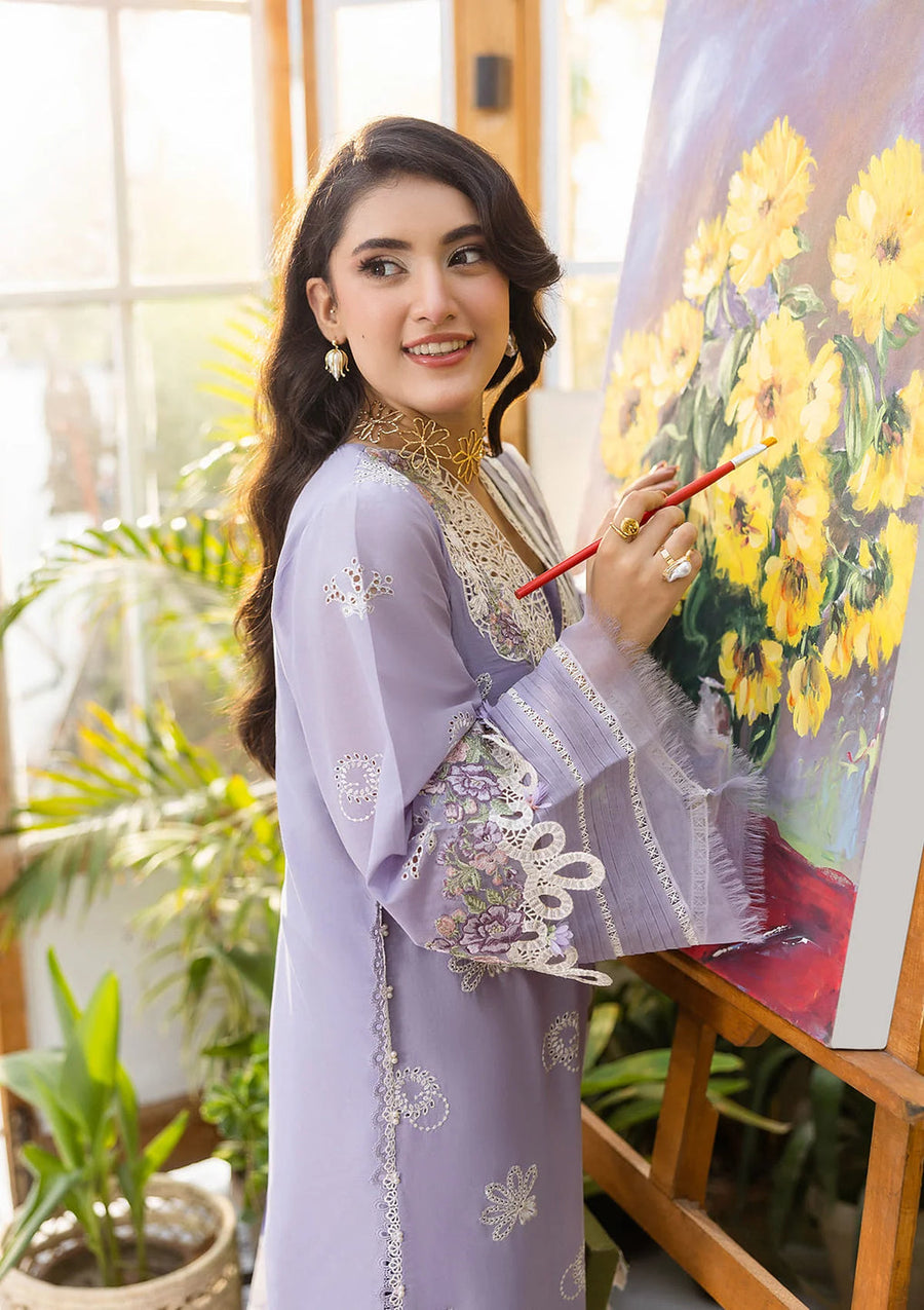 Elaf Premium E.Craft Chikankari Lawn Unstitched 3Pc Suit EEC-5A LAVENDER LOVE
