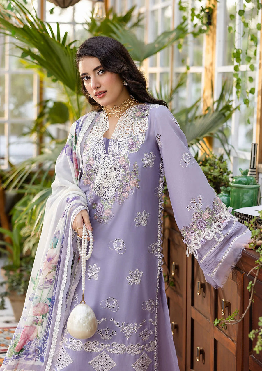 Elaf Premium E.Craft Chikankari Lawn Unstitched 3Pc Suit EEC-5A LAVENDER LOVE