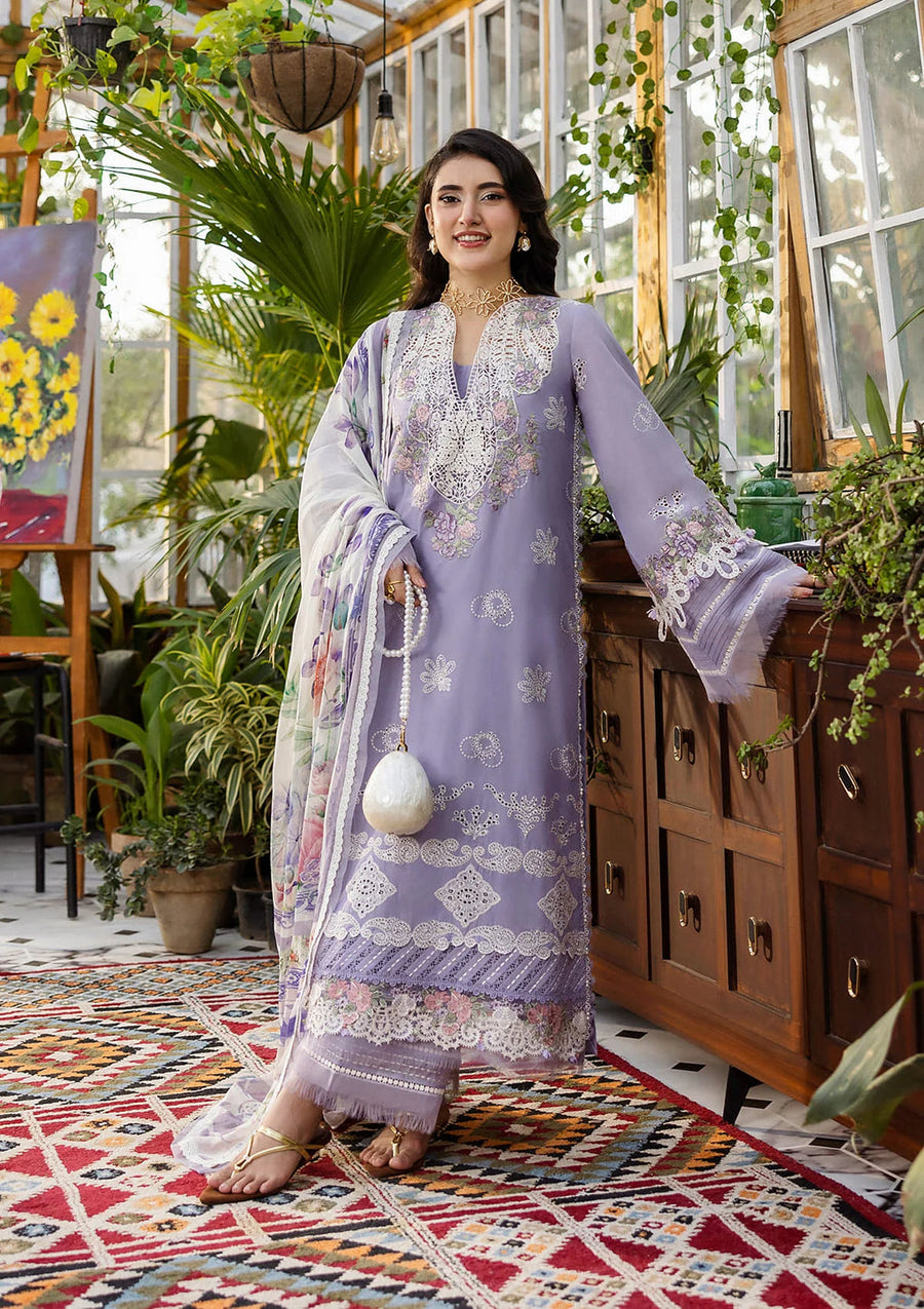Elaf Premium E.Craft Chikankari Lawn Unstitched 3Pc Suit EEC-5A LAVENDER LOVE