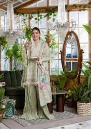 Elaf Premium E.Craft Chikankari Lawn Unstitched 3Pc Suit EEC-5B MATCHA