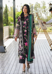 Elaf Premium Printed Lawn Unstitched 3Pc Suit EEP-02A - Dark Floral