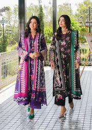 Elaf Premium Printed Lawn Unstitched 3Pc Suit EEP-02A - Dark Floral