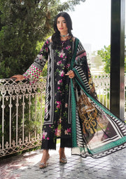 Elaf Premium Printed Lawn Unstitched 3Pc Suit EEP-02A - Dark Floral