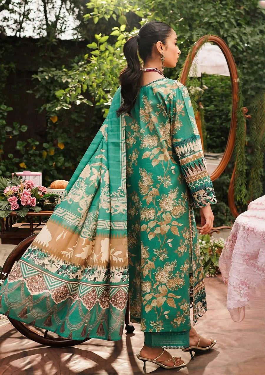 Elaf Premium Printed Lawn Unstitched 3Pc Suit EEP-04B - Chic Teal